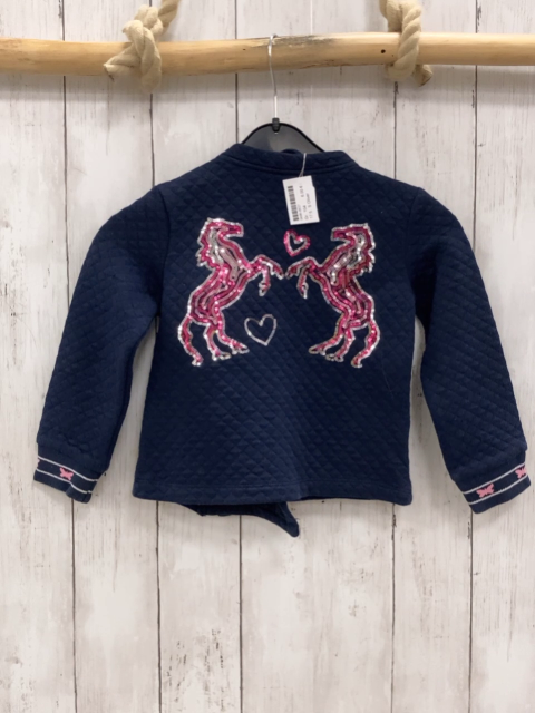 S´Oliver  Sweatjacke  Gr. 104  blau Rauten silber Glitzerstreifen rosa Schmetterlinge 