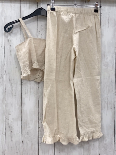 2tlg H&M  Sommerbluse + Hose  Gr. 116  beige Rüschen 