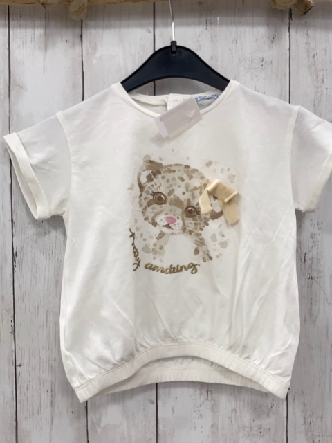 Mayoral  T-Shirt  Gr. 98  weiß Leopardenkopf goldene Glitzerschrift 