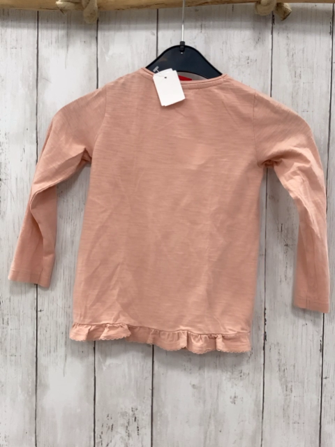 S´Oliver  Langarmshirt  Gr. 92  lachs Schrift Rüschensaum 