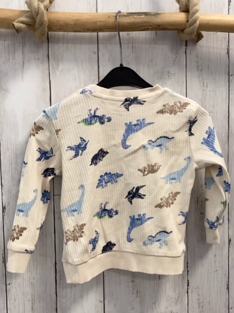   Langarmshirt  Gr. 86  beige Rippen Dinos 