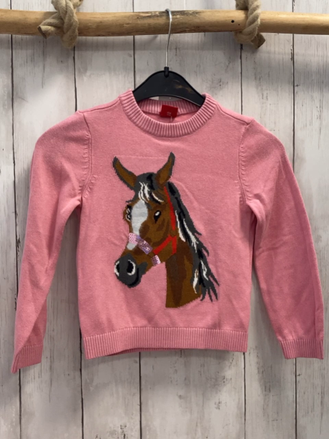 S´Oliver  Pullover Gr. 104  rosa Strick Pferdekopf mit Pailetten