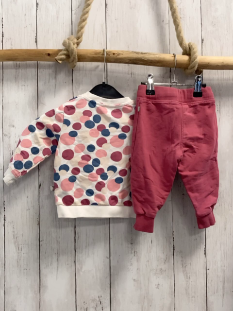 2tlg Liegelind   Pullover + Jogginghose  Gr. 74  weiß pflaume mit Punkten 