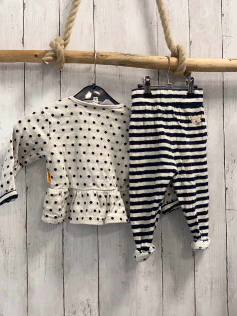 2tlg Steiff  Pullover + Jogginghose  Gr. 80  weiß blaue Streifen + Punkte 