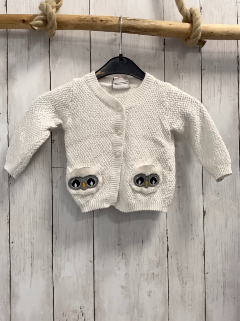  Strickjacke  Gr. 74  weiß Eulen 