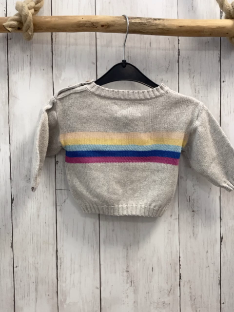 piupiuchick Pullover  Gr. 68  hellgrau Strick bunte Streifen 100 % BW