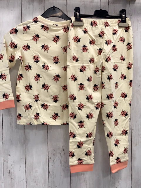 2tlg  Schlafanzug  Gr. 104  creme Käfer apricot Bund 