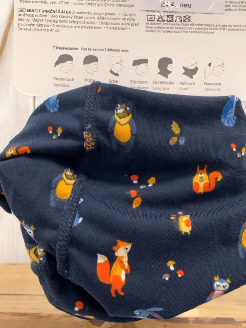 neu  Multifunktionstuch  blau Tiere 
