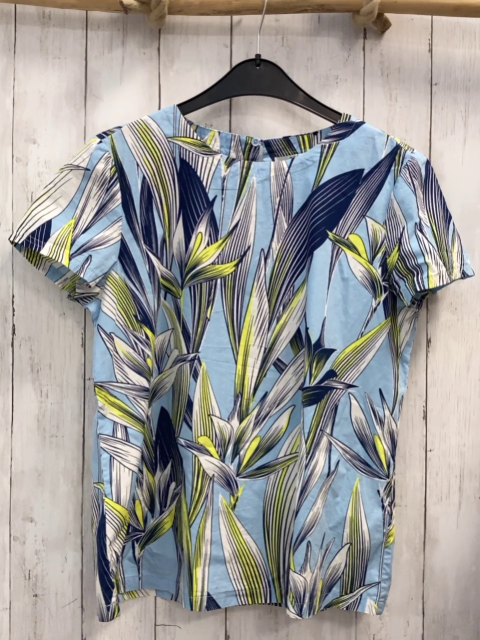Esprit  Sommerbluse  Gr. 158/164  helllblau blau weiß hellgrüne Blätter 