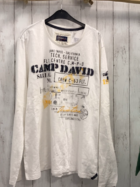 Camp David  Langarmshirt  Gr. XXL weiß Schrift 