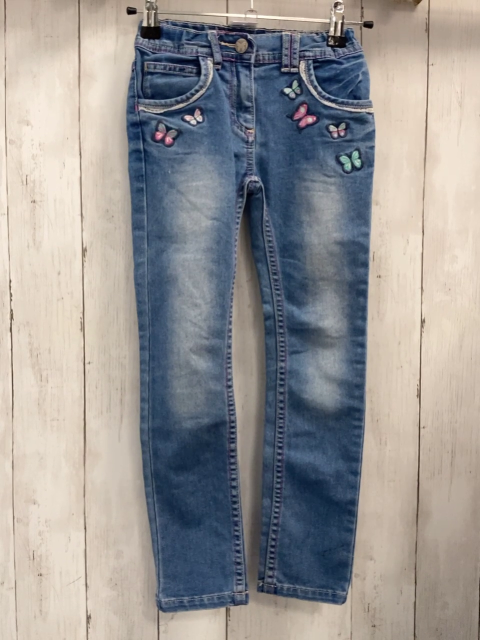   Hose  Gr. 128  blau jeans Schmetterlinge Bund verstellbar 