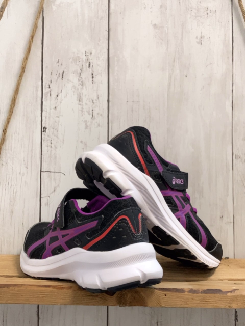 Asics  Schuhe  Gr. 30  schwarz pflaume Streifen + bund weiße Sohle 