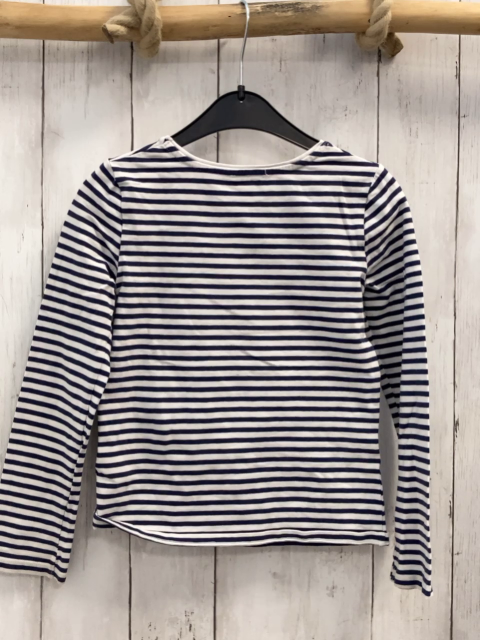 Okaidi  Langarmshirt  Gr. 116  blau weiße Streifen Pailettenblume 