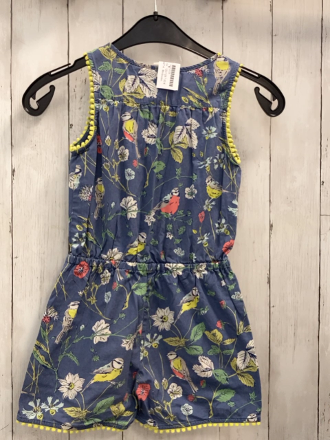 Miniboden  Playsuit  Gr. 122/128  blau bunte Blumen gelber Bommelbund 