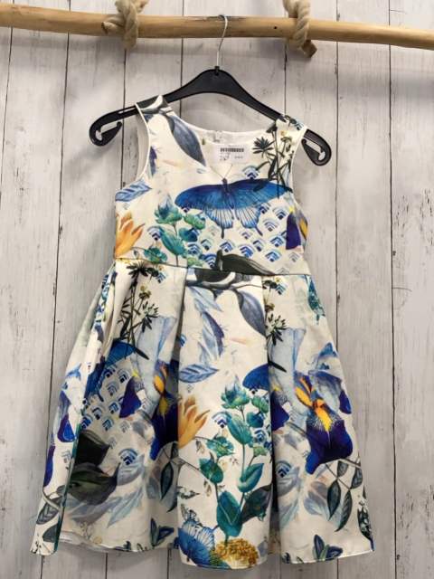  Kleid  Gr. 116  weiß bunte Blätter Blüten Schmetterlinge 