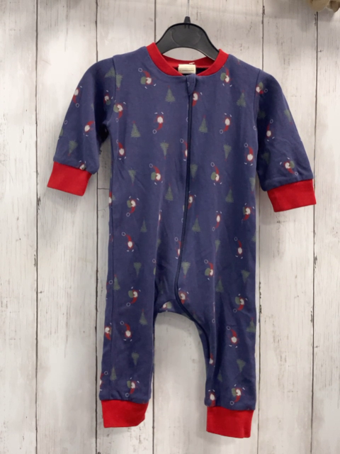 Alana  Strampler  Gr. 68  blau Weihnachtswichtel Tannen roter Bund 