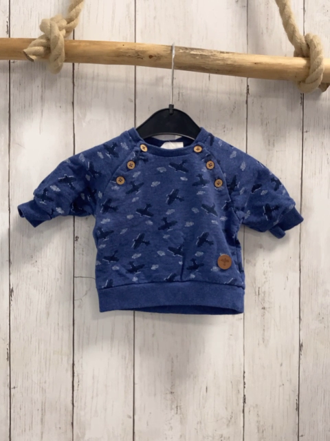   Pullover  Gr. 56  blau dunkelgraue Flugzeuge weiße Wolken