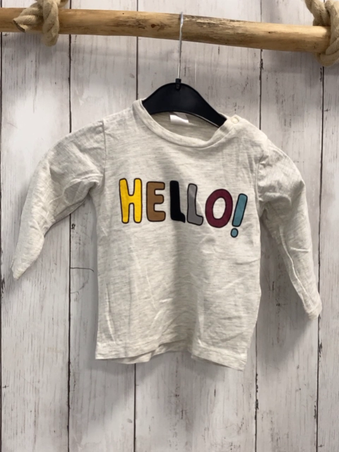 H&M Langarmshirt  Gr. 74  hellgrau bunte Schrift 