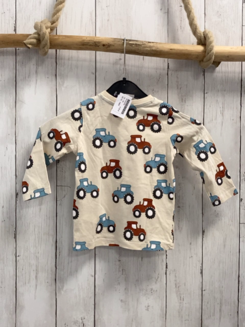 H&M Langarmshirt  Gr. 74  beige bunte Traktoren 