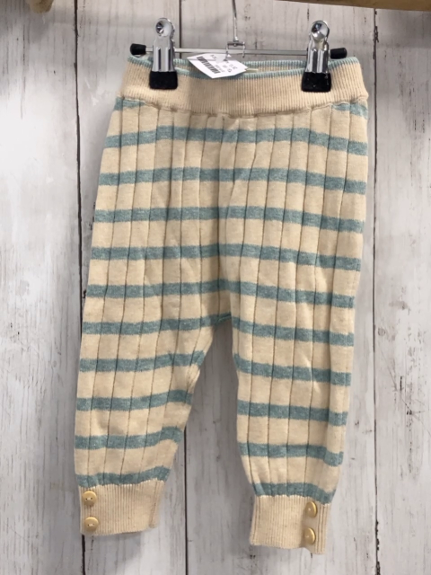 Alana  Leggings  Gr. 68  beige hellblaue Streifen Rippen Strick