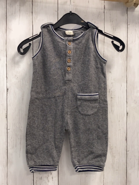 Alana  Overall  Gr. 68  grau hellgraue Zackenstreifen grau dunkelgrauer Streifenbund 