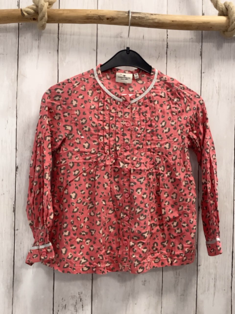 Tom Tailor  Bluse  Gr. 116  himbeere grau lachs Druck silber Glitzerborte 