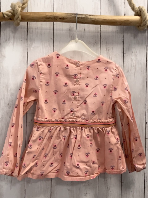 Sergent Major  Bluse  Gr. 116  lachs pink graue Blumen bunter Streifengürtel 