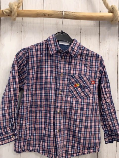 Lego  Hemd  Gr. 110  blau hellrot weiß kariert Legosteine 