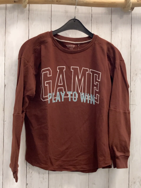 Reserved  Pullover  Gr. 146  braun Schrift Ärmel mit Rippen 