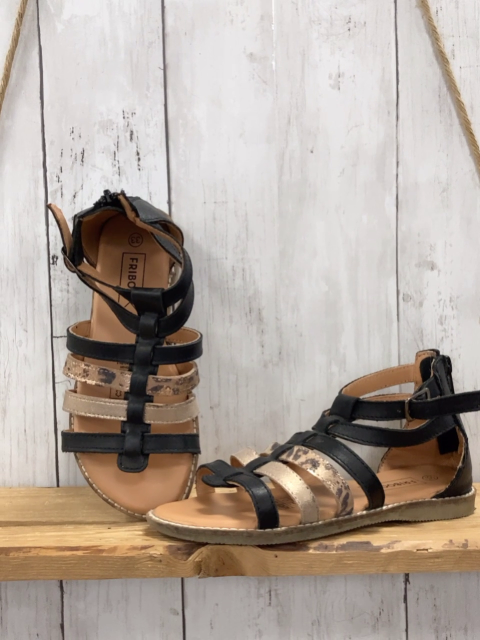 Friboo  Sandalen  Gr. 33  schwarz + bronze Riemen 