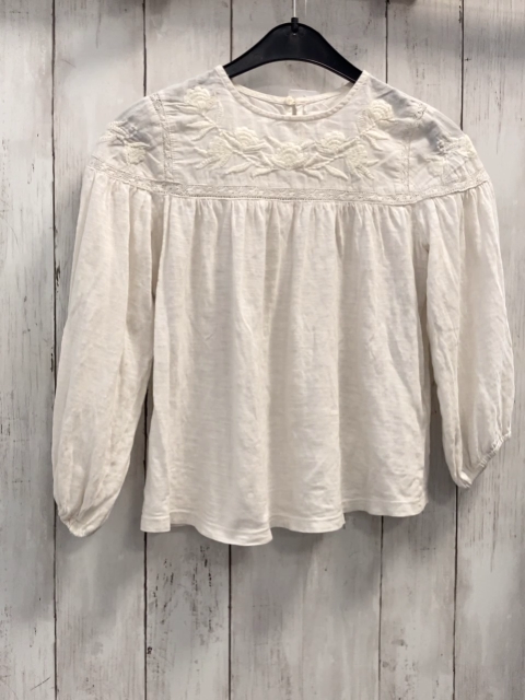 zara  Bluse  Gr. 122  creme bestickt 