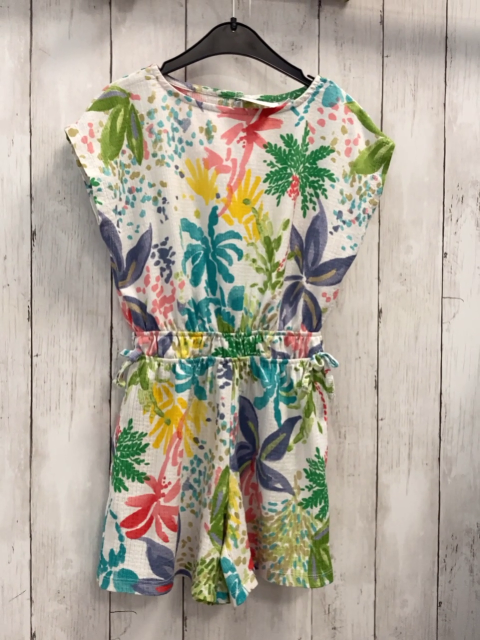 Zara  Playsuit  Gr. 122/128  weiß bunte Blüten + Blätter 