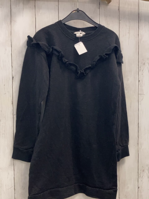 H&M  Kleid  Gr. 134  schwarz mit Glitzerpunkten Rüschen