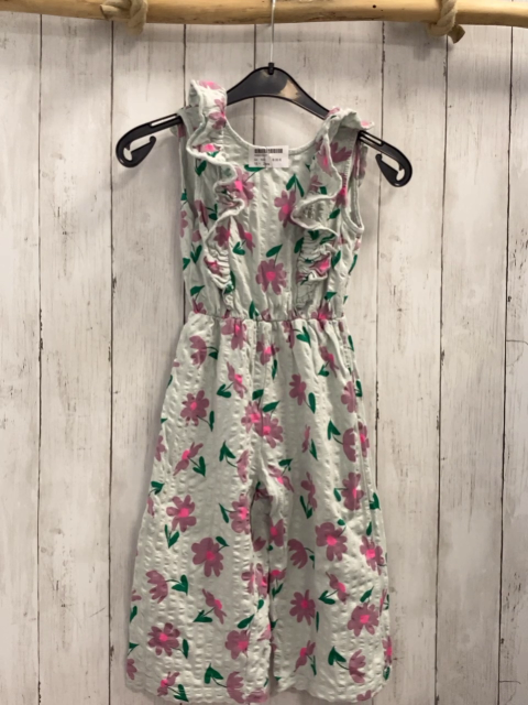Zara  Jumpsuit Gr. 104 mint  Struktur lavendel Blumen mit pink Punkt + grünen Blättern