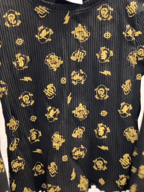   Langarmshirt  Gr. 134  schwarz Rippen goldene Wappen Harry Potter 