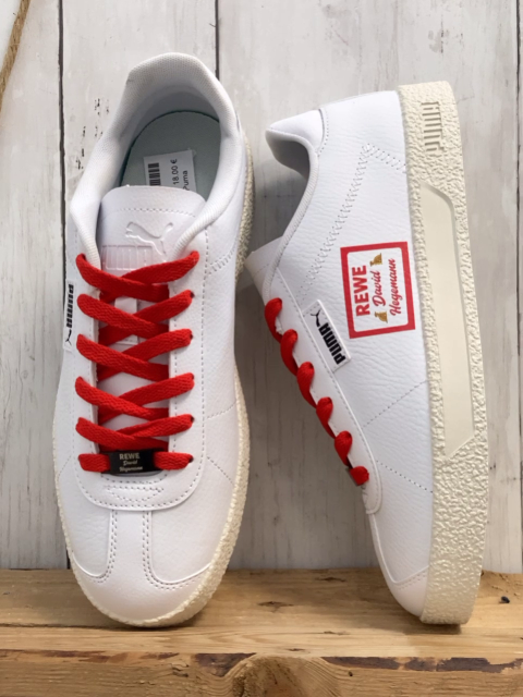 neu Puma  Schuhe  Gr. 39  weiß rote Schnürsenkel + Schrift Rewe 