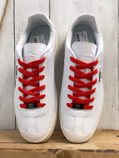 neu Puma  Schuhe  Gr. 39  weiß rote Schnürsenkel + Schrift Rewe 