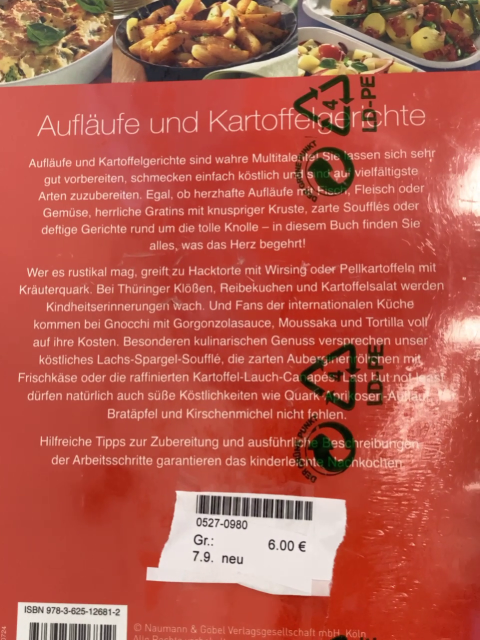 neu  Kochbuch Aufläufe und Kartoffelgerichte 