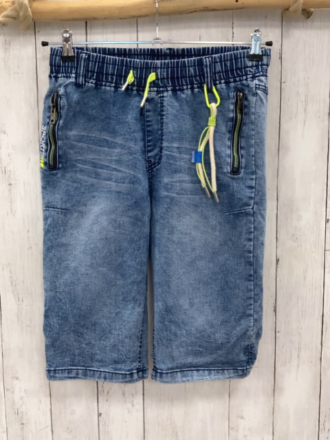   Shorts Gr. 182/188  blau Jeans schwarz hellgrüne Reißverschlüsse 