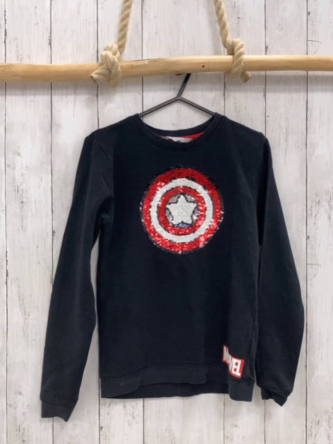 H&M Pullover  Gr. 134/140  schwarz Pailettenbild Captain Armerica 