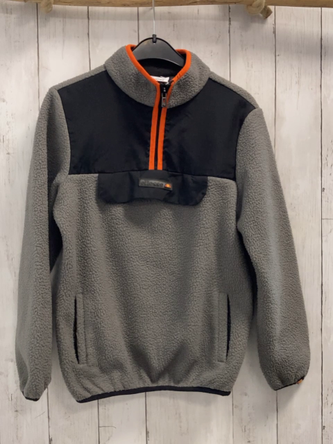 Ellesse  Pullover  Gr. 140  hellgrau Teddy  + schwarz Reißverschluss orange Bund 