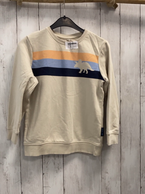   Pullover  Gr. 128  beige + apricot hellblau blauer Bruststreifen beige Dino 