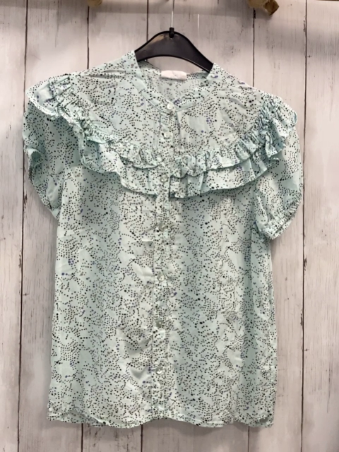 Coccodrillo Sommerbluse Gr. 146  hellblau beige schwarz Punkte