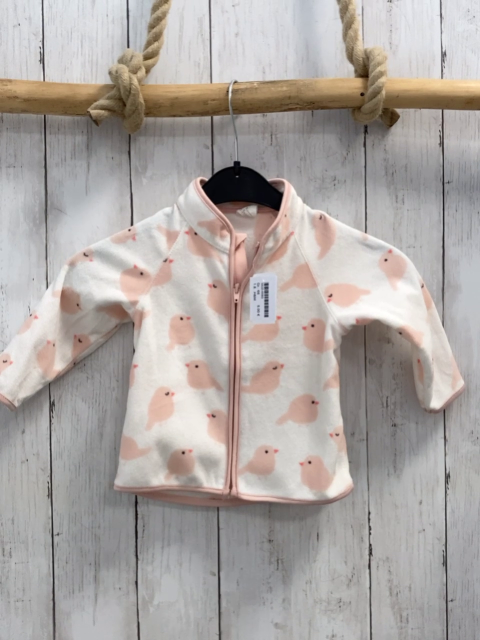 H&M Fleecejacke Gr. 68  weiß rosa Vögel