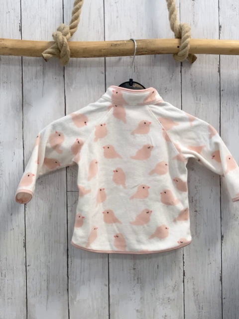 H&M Fleecejacke Gr. 68  weiß rosa Vögel