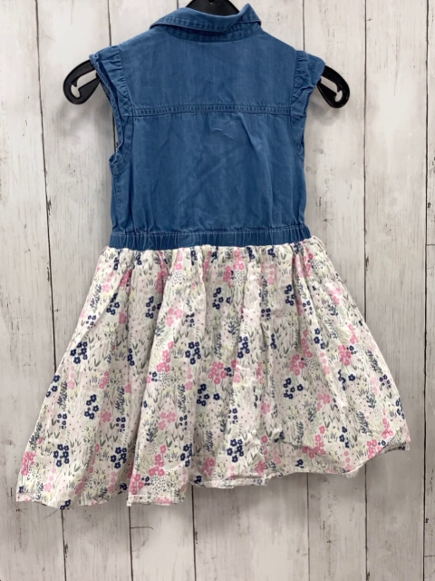   Kleid  Gr. 116  blaues Jeansoberteil weißer Rock mit Bumen 