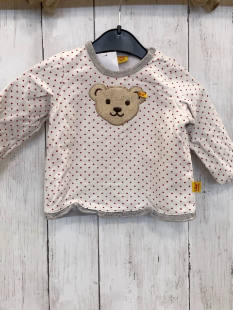 Steiff  Langarmshirt  Gr. 68  weiß rote Punkte grauer Bnd 