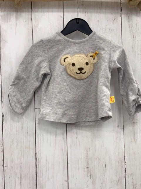 Steiff  Langarmshirt  Gr. 62  grau Plüschbärenkopf 