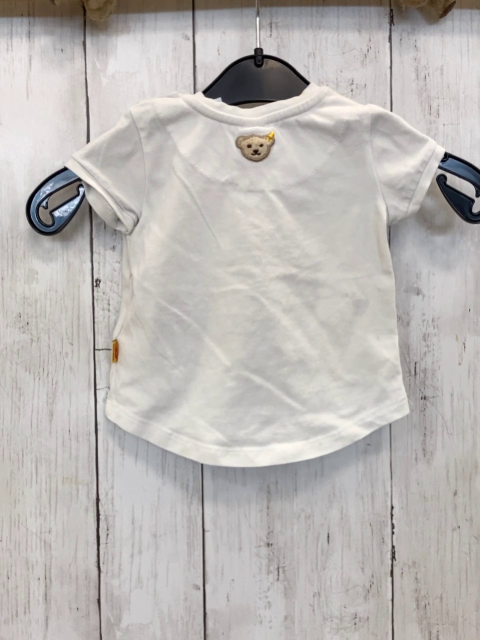 Steiff  T-Shirt  Gr. 68  weiß Gartenmotive Bär im Eimer 
