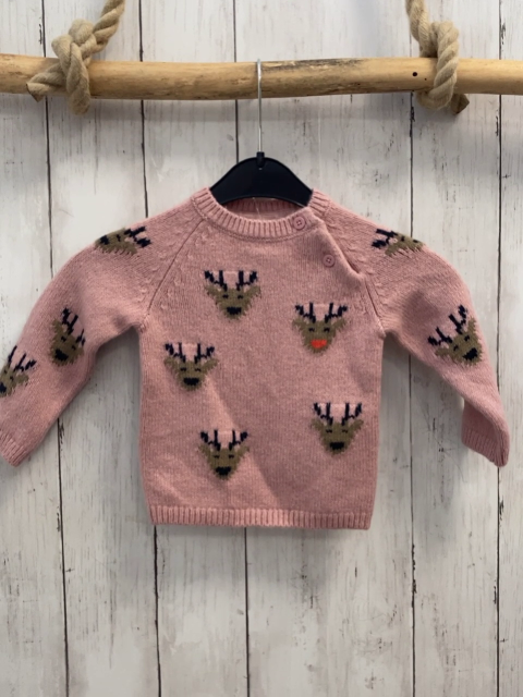 S´Oliver  Pullover  Gr. 74  rosa Strick Hirsche 